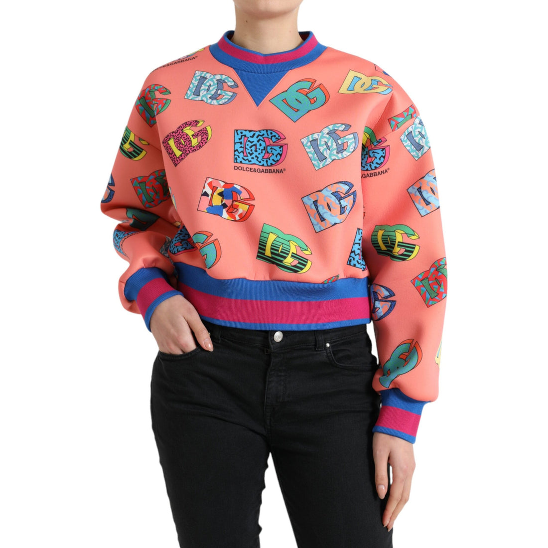 Dolce & Gabbana Salmon Pink Logo Print Sweatshirt Sweater