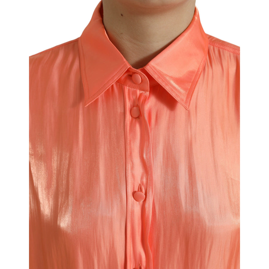 Dolce & Gabbana Peach Long Sleeve Button Down Blouse Top