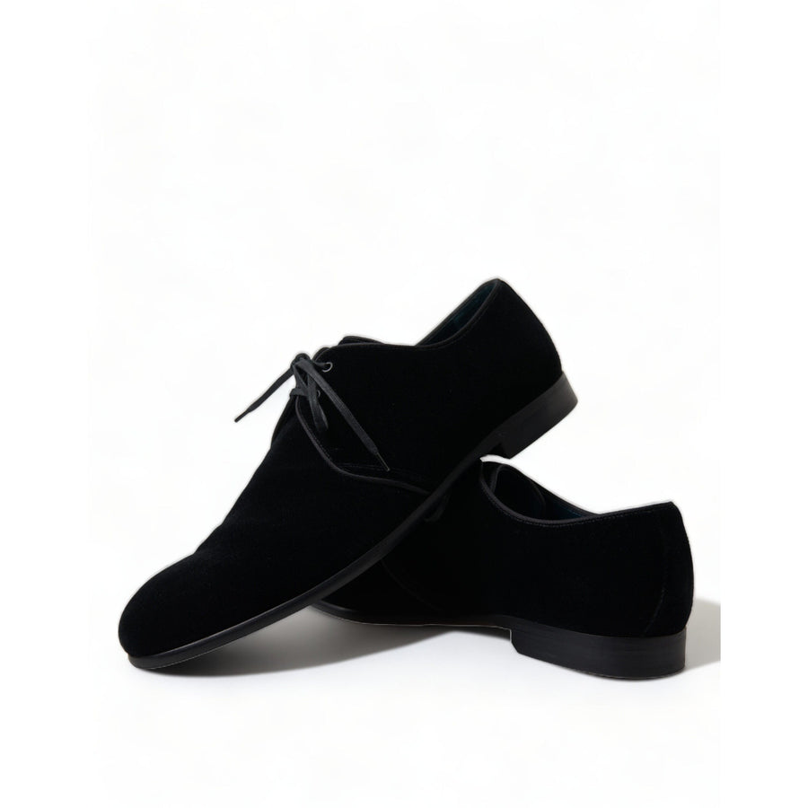Dolce & Gabbana Elegant Black Velvet Derby Dress Shoes