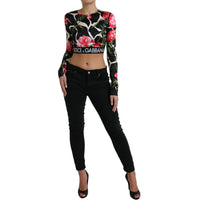 Dolce & Gabbana Multicolor Floral Long Sleeves Cropped Top