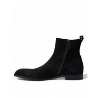 Dolce & Gabbana Elegant Black Velvet Mid-Calf Boots