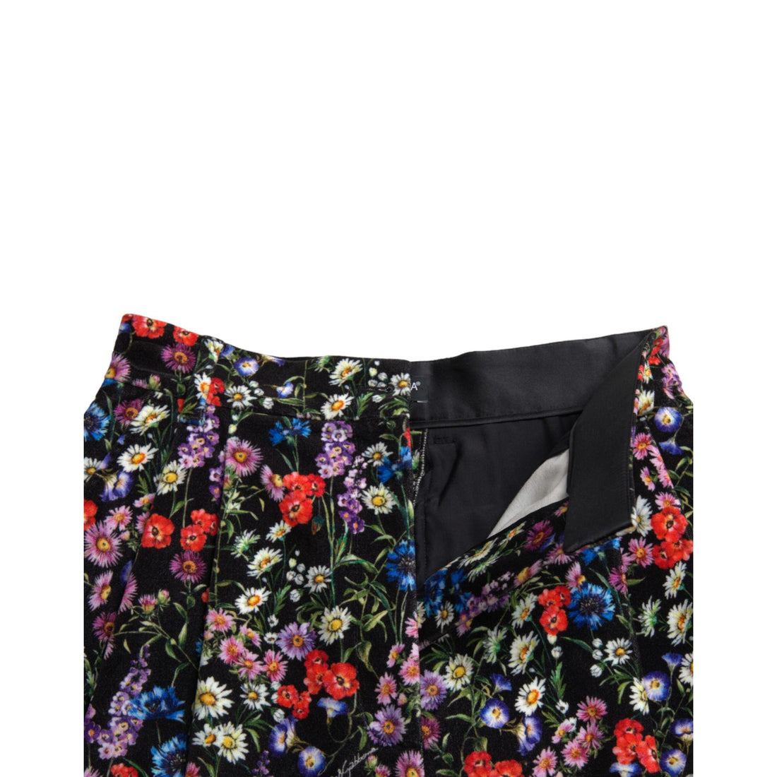 Dolce & Gabbana Black Floral High Waist Hot Pants Shorts