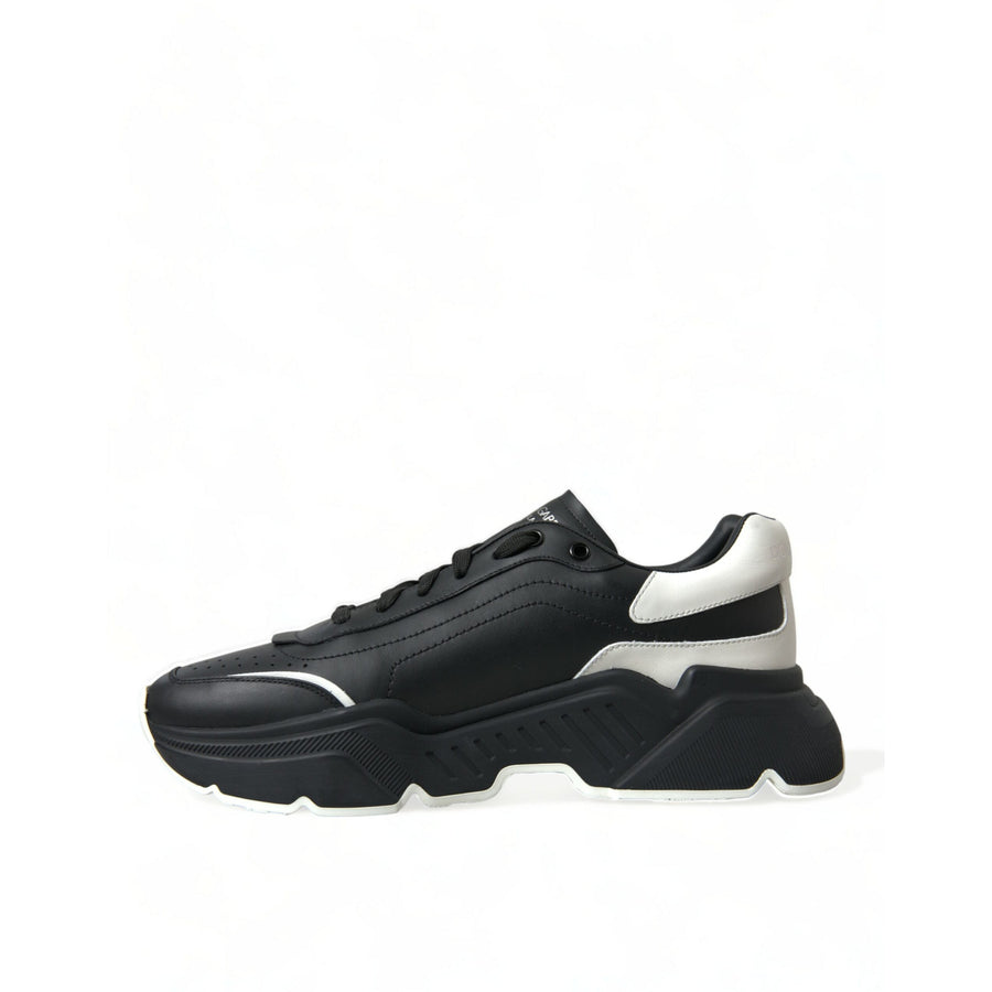 Dolce & Gabbana Black White Leather Logo Daymaster Sneakers Shoes