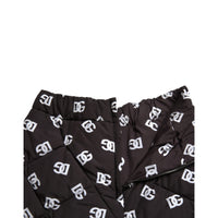 Dolce & Gabbana Black Nylon Logo High Waist Bermuda Shorts