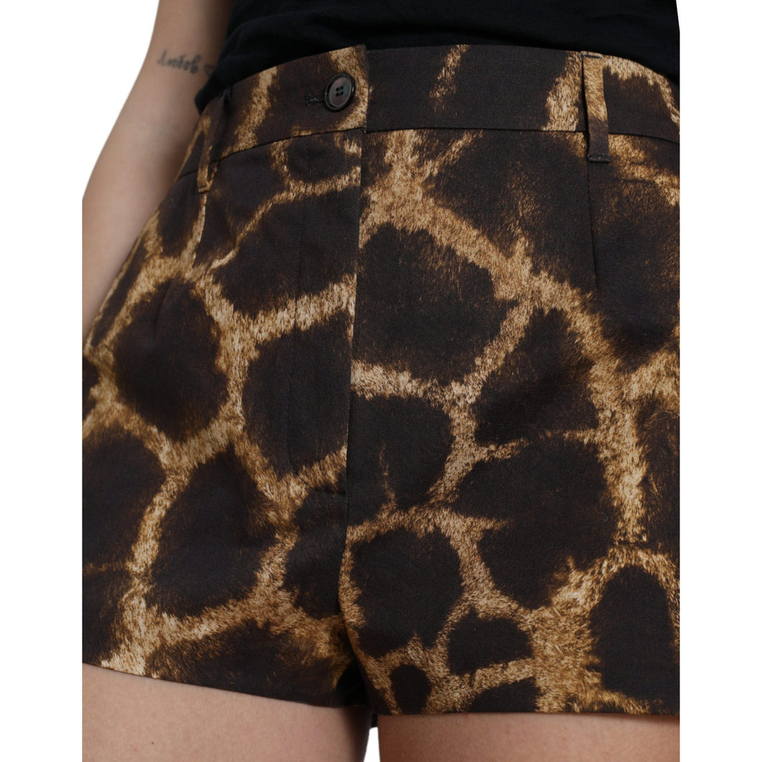 Dolce & Gabbana Brown Giraffe High Waist Hot Pants Shorts