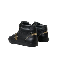 Dolce & Gabbana Black Crown Bee logo Mid Top Portofino Sneakers Shoes
