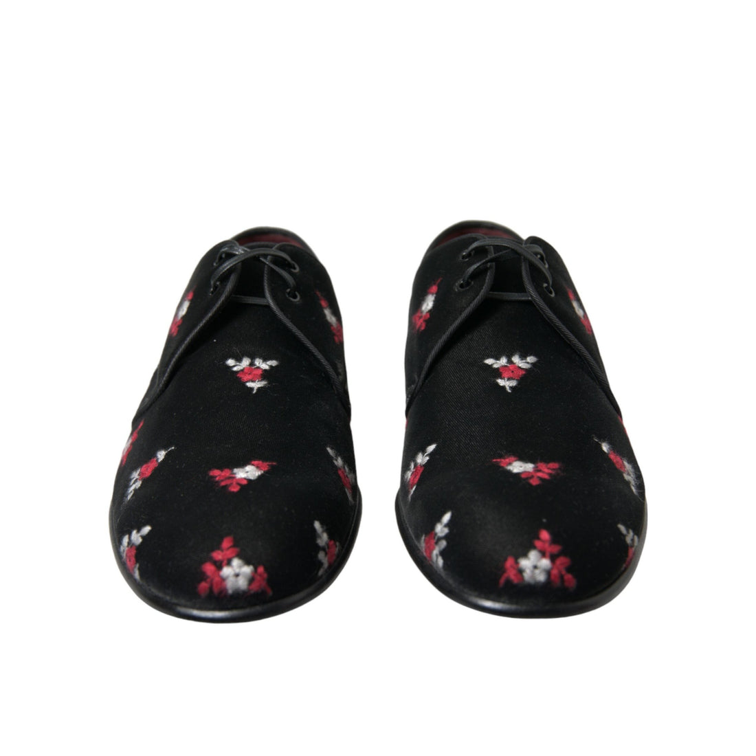 Dolce & Gabbana Black Floral Velvet Formal Dress Shoes