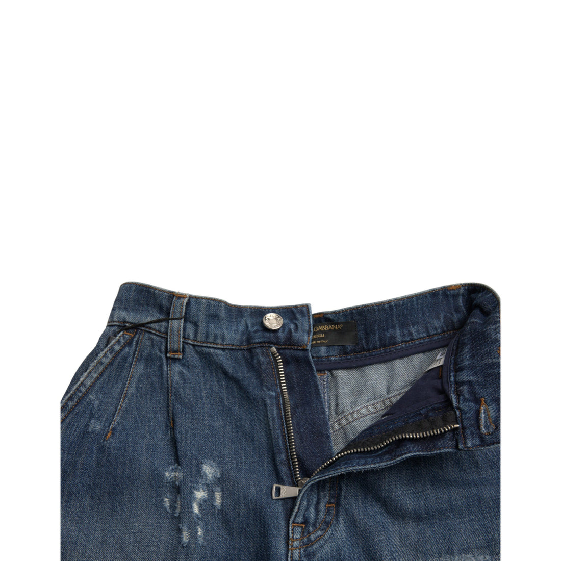 Dolce & Gabbana Blue Cotton High Waist Denim Hot Pants Shorts