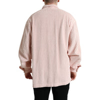Dolce & Gabbana Pink Cotton Collared Button Shirt Sweater