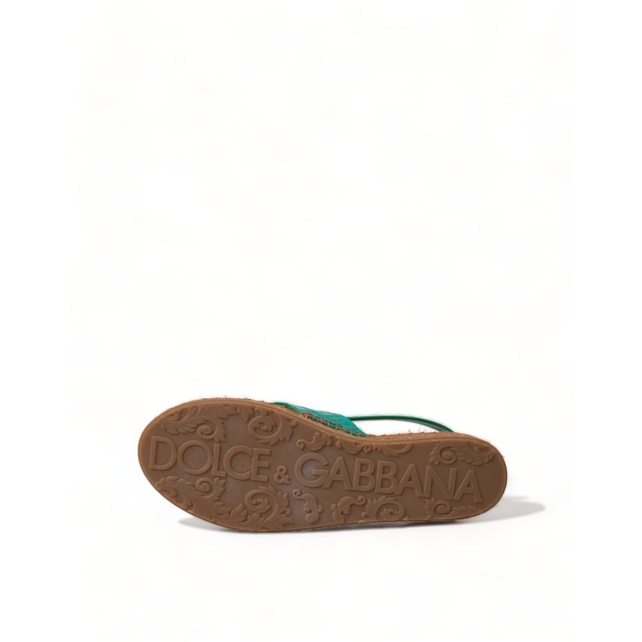 Dolce & Gabbana Elegant Green Espadrille Platform Sandals
