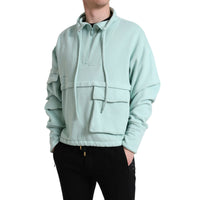 Dolce & Gabbana Mint Green Cotton Pockets Pullover Sweater