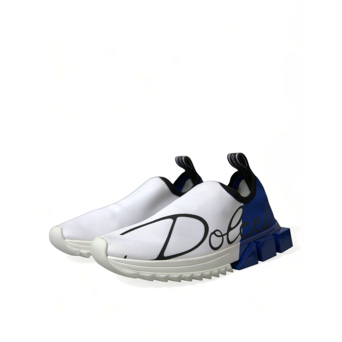Dolce & Gabbana White Blue Sorrento Low Top Men Casual Sneakers Shoes