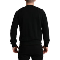 Dolce & Gabbana Black Cotton Crew Neck Men Pullover Sweater