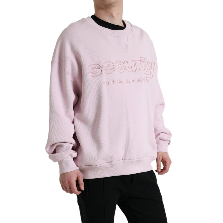 Dolce & Gabbana Pink Embroidered Crew Neck Pullover Sweater