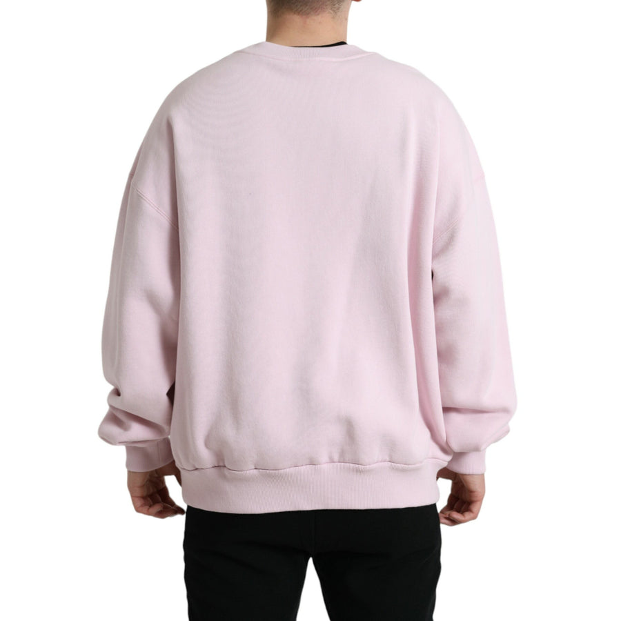Dolce & Gabbana Pink Embroidered Crew Neck Pullover Sweater