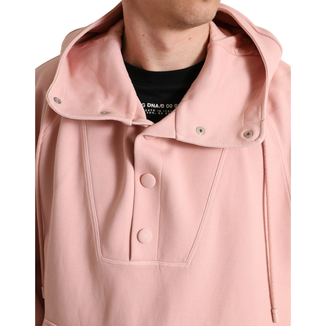 Dolce & Gabbana Pink Cotton Hooded Pockets Pullover Sweater