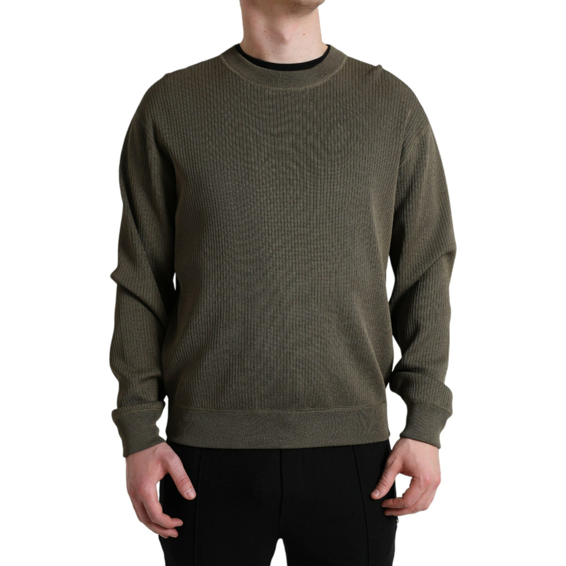 Dolce & Gabbana Green Viscose Crew Neck Men Pullover Sweater