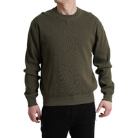 Dolce & Gabbana Green Cotton Crew Neck Men Pullover Sweater