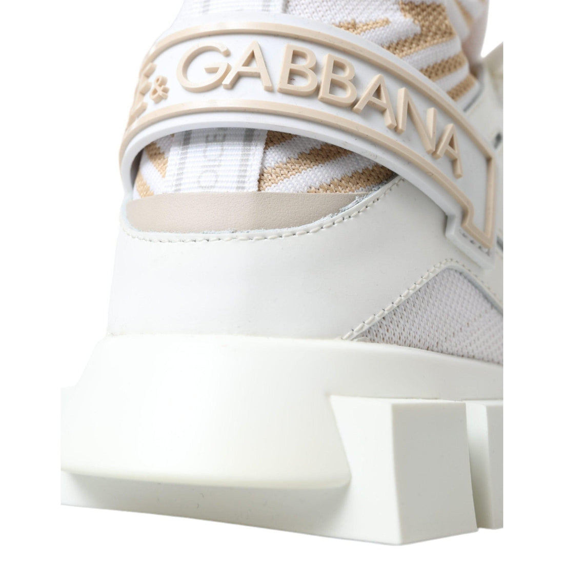 Dolce & Gabbana Elegant Sorrento Slip-On Sneakers in White and Beige