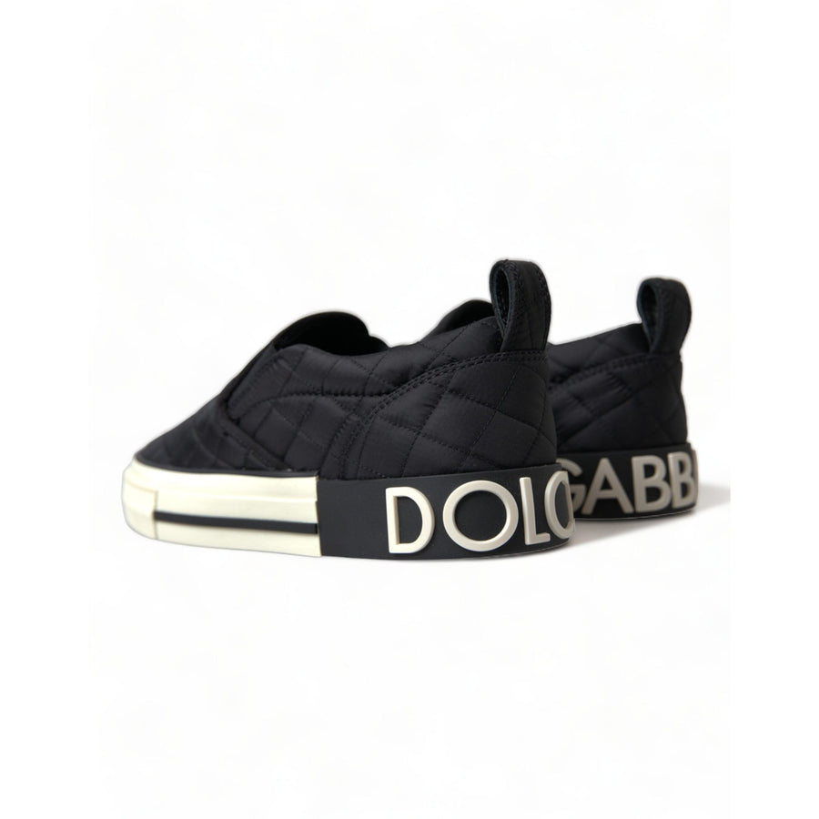 Dolce & Gabbana Black Quilted Slip On Low Top Sneakers Shoes