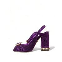 Dolce & Gabbana Purple Crystal Ankle Strap Sandals Shoes