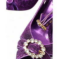 Dolce & Gabbana Purple Crystal Ankle Strap Sandals Shoes