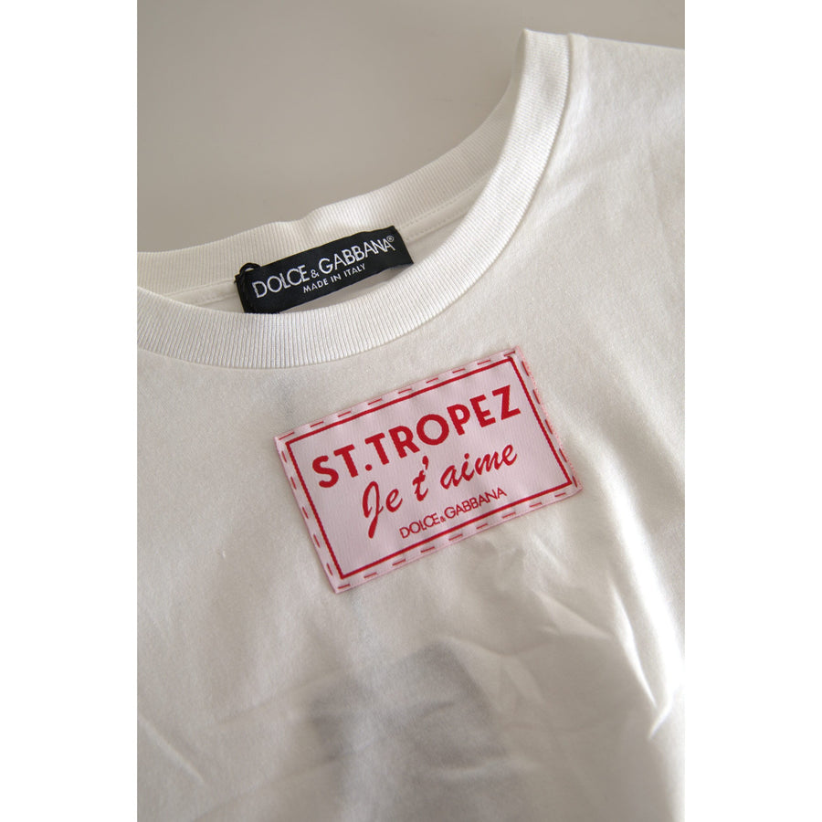 Dolce & Gabbana White Cotton St. Tropez Crew Neck Tank T-shirt