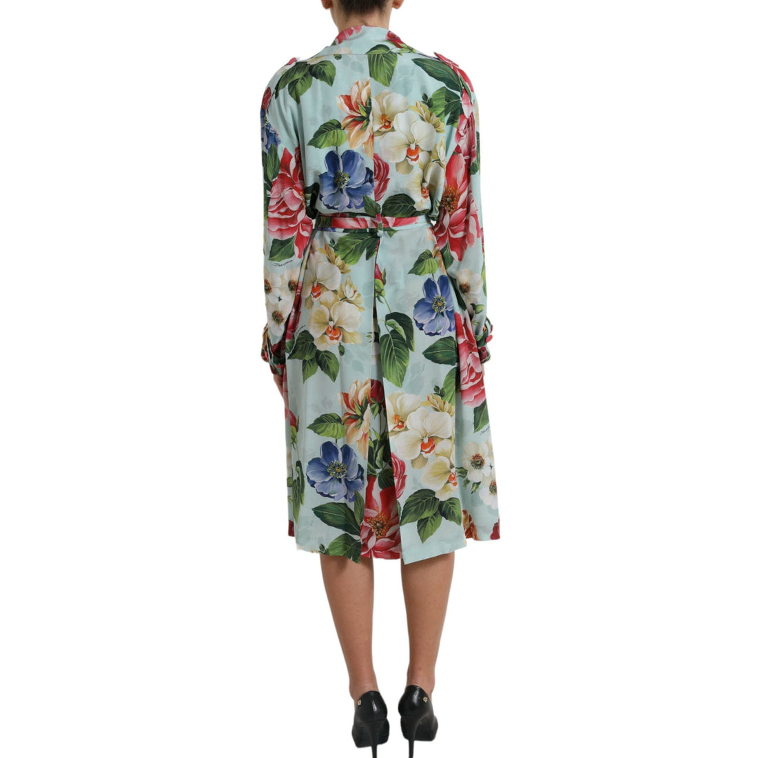 Dolce & Gabbana Multicolor Floral Silk Trench Coat Jacket