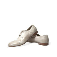Dolce & Gabbana White Distressed Leather Brogue Dress Shoes