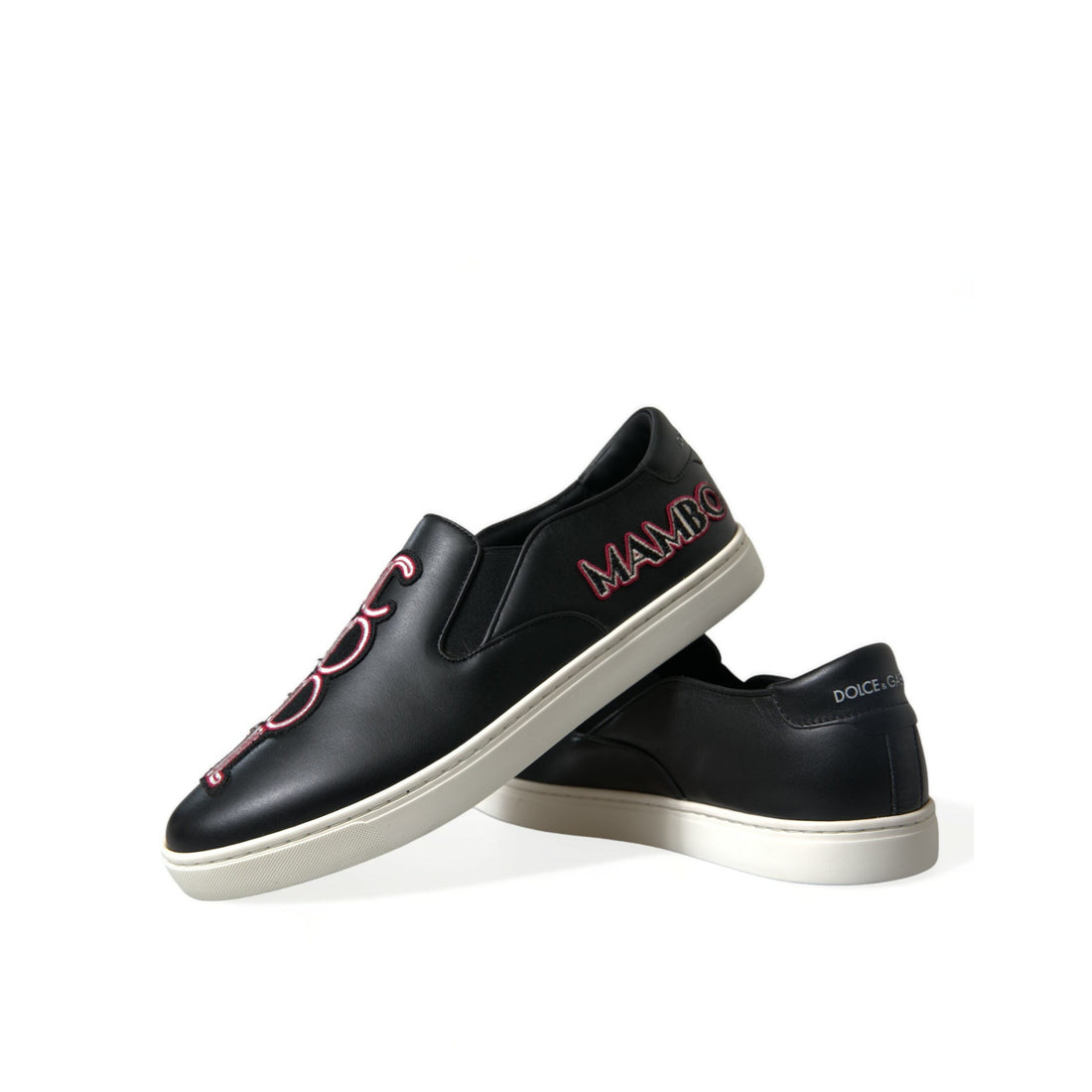 Dolce & Gabbana Black Patch Embellished Slip On Men Sneakers Shoes