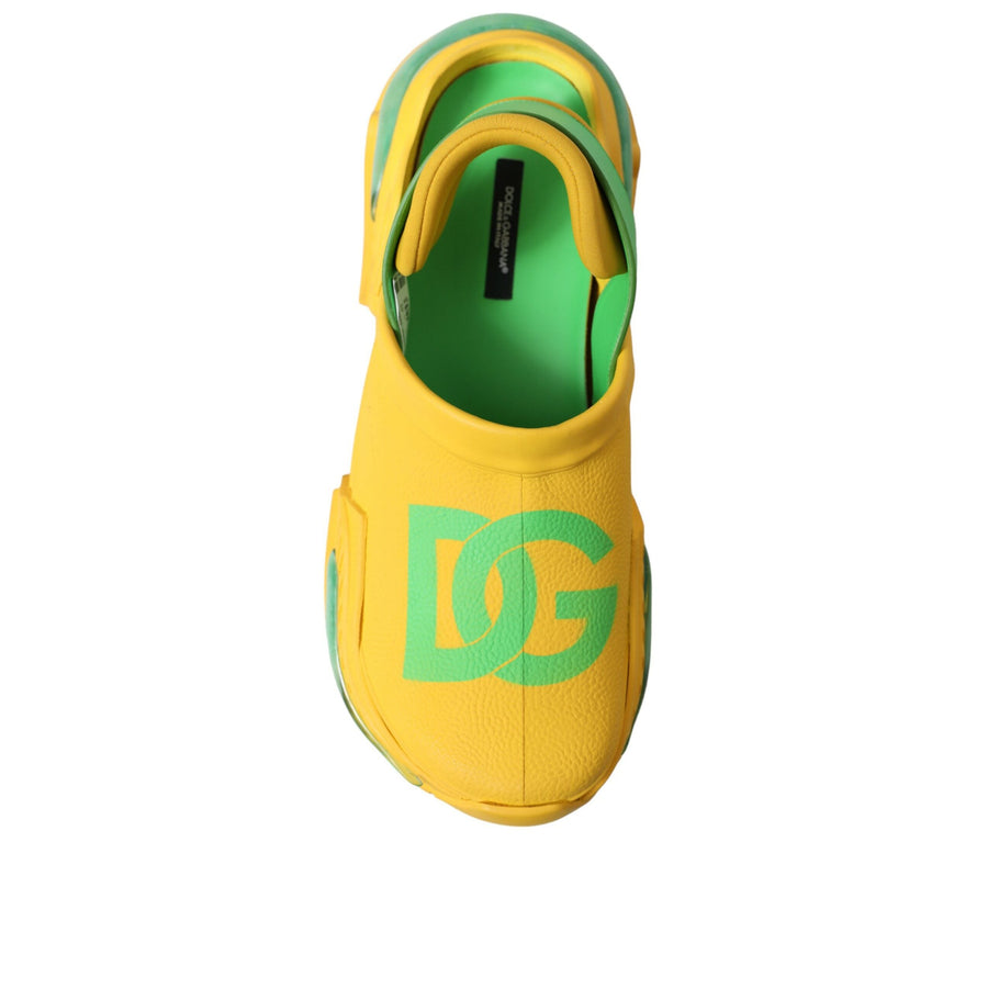 Dolce & Gabbana Yellow Green Rubber Clogs Men Slippers Men Shoes
