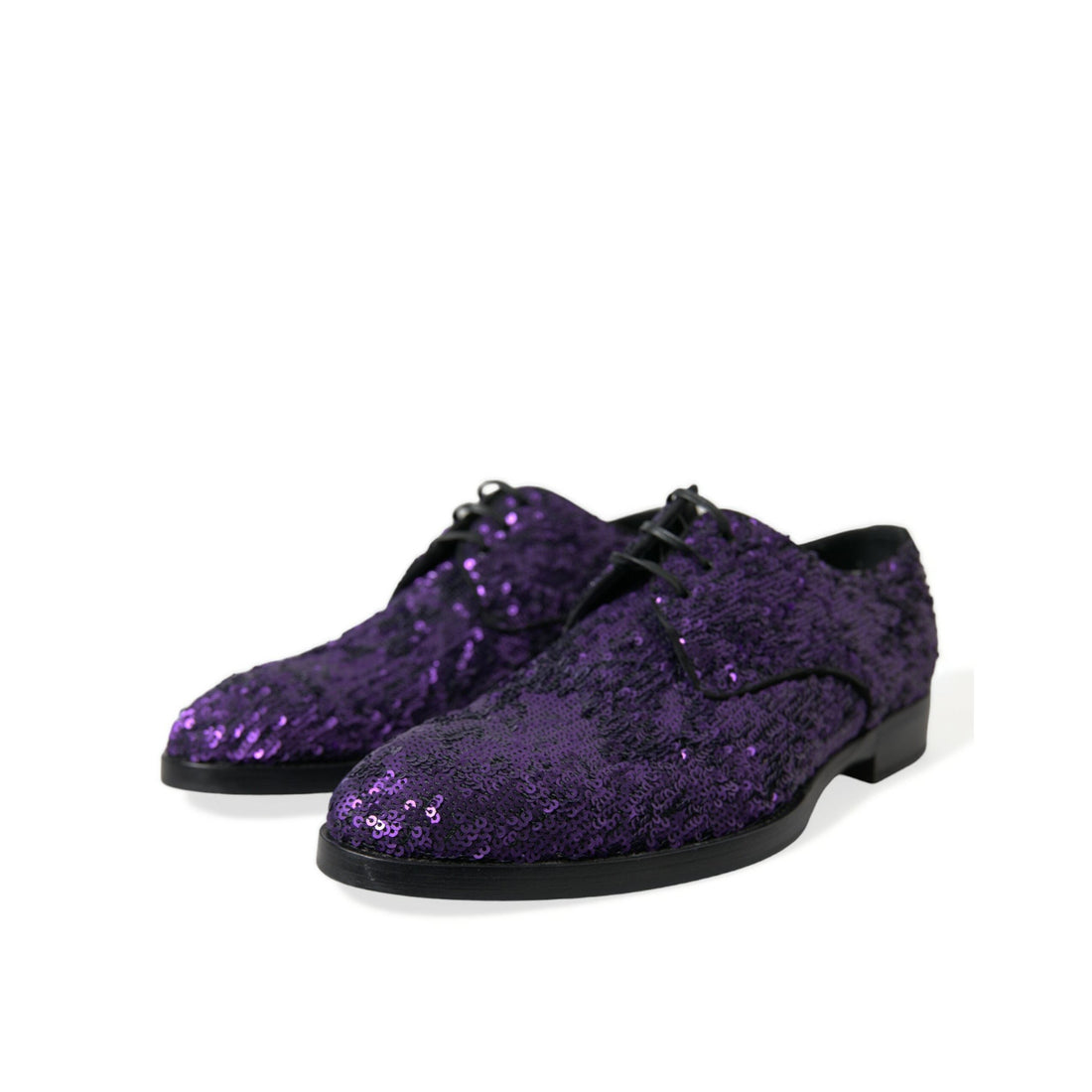 Dolce & Gabbana Purple Sequined Lace Up Oxford Dress Shoes