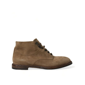 Dolce & Gabbana Brown Leather Lace Up Ankle Boots Shoes