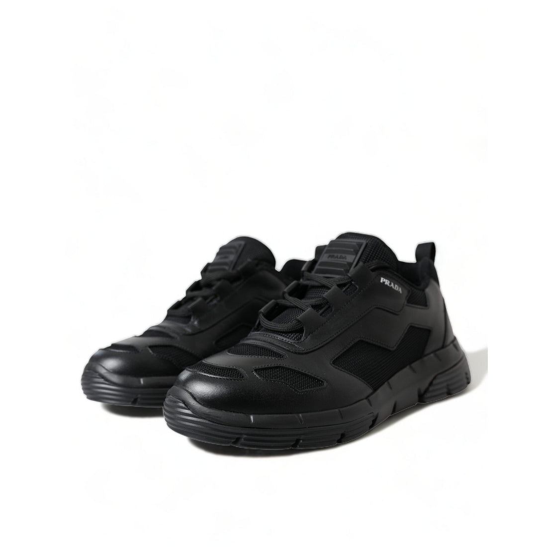 Prada Black Mesh Panel Low Top Twist Trainers Sneakers Shoes