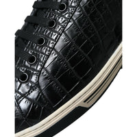Dolce & Gabbana Black Croc Exotic Leather Men Casual Sneakers Shoes