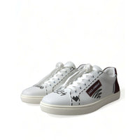 Dolce & Gabbana White Bordeaux Leather Logo Low Top Sneakers Shoes