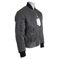 MM6 Maison Margiela Elegant Gray Bomber Jacket Full Zip Closure