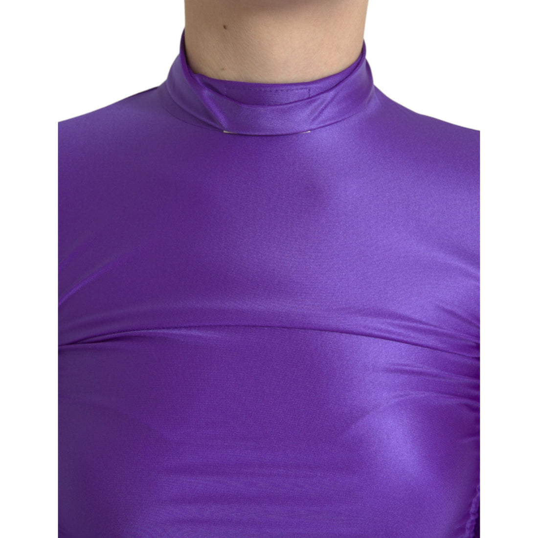 Dolce & Gabbana Purple Nylon Stretch Slim Long Sleeves Top