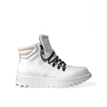 Dolce & Gabbana White Vulcano Trekking Ankle Boots Shoes
