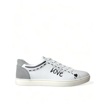 Dolce & Gabbana White Gray Leather LOVE Milano Sneakers Shoes