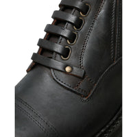 Dolce & Gabbana Brown Leather Lace Up Derby Men Dress Shoes