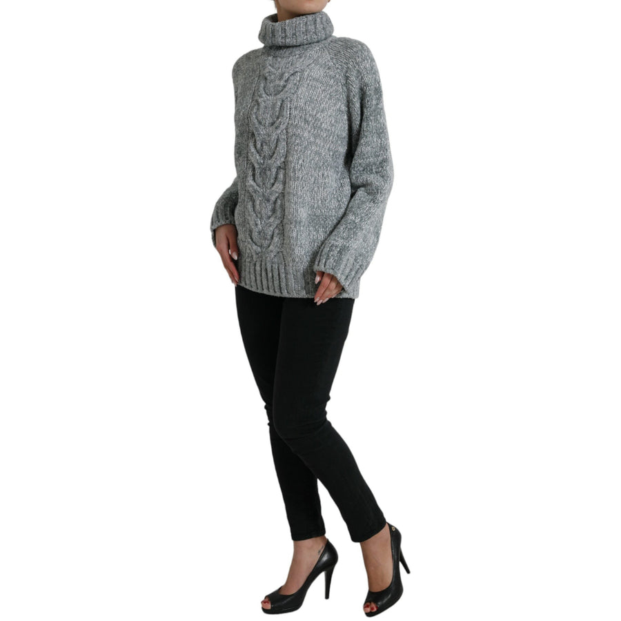 Dolce & Gabbana Gray Cashmere Turtle Neck Pullover Sweater