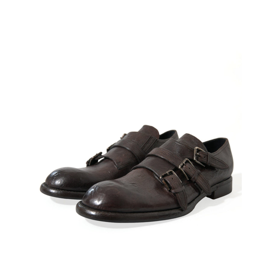 Dolce & Gabbana Brown Leather Strap Formal Dress Shoes