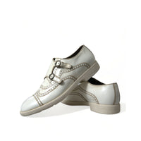 Dolce & Gabbana White Leather Strap Men Derby Dress Shoes