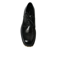 Dolce & Gabbana Black Leather Lace Up Derby Men Dress Shoes