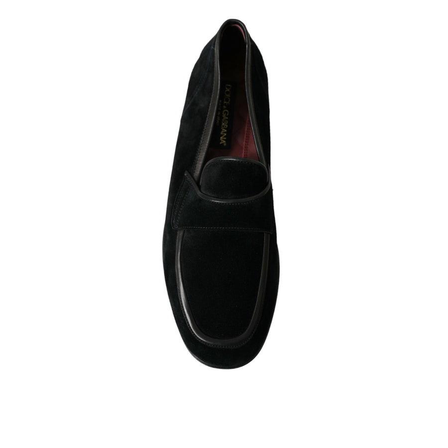 Dolce & Gabbana Black Velvet Slip On Loafers Dress Shoes