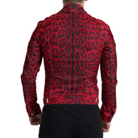Dolce & Gabbana Vibrant Red Leopard Print Denim Jacket