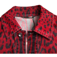 Dolce & Gabbana Vibrant Red Leopard Print Denim Jacket