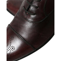 Dolce & Gabbana Bordeaux Leather Men Formal Derby Dress Shoes