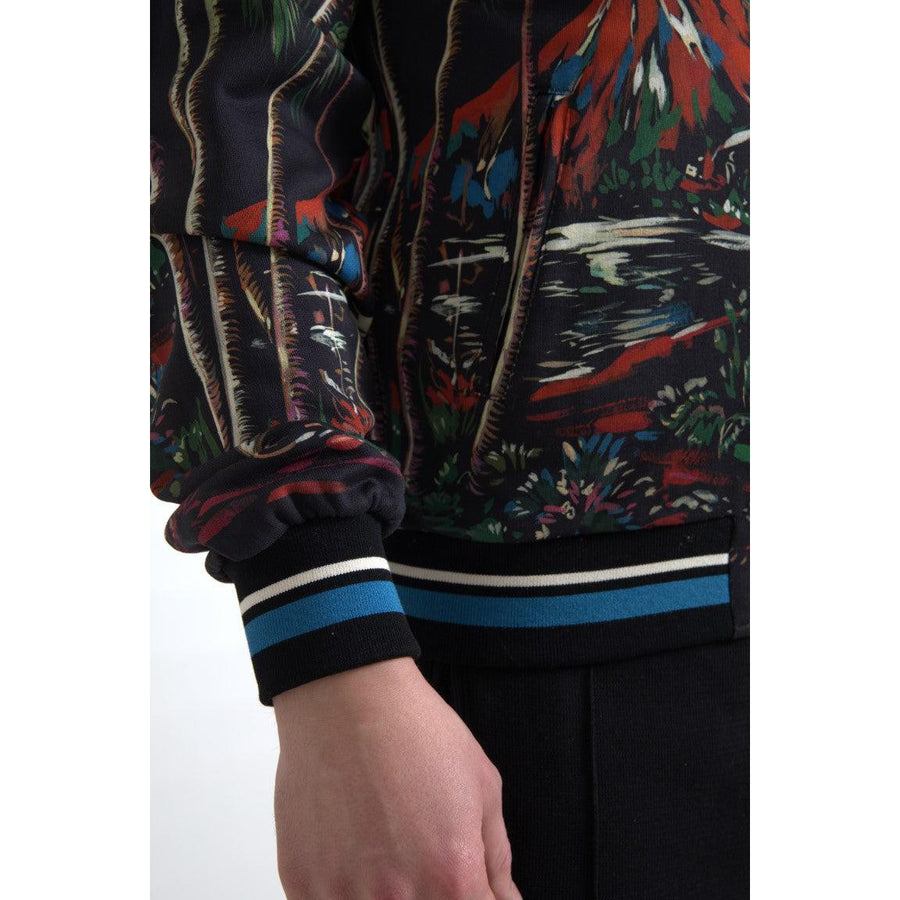 Dolce & Gabbana Chic Black Palm Tree Bomber Sweatshirt